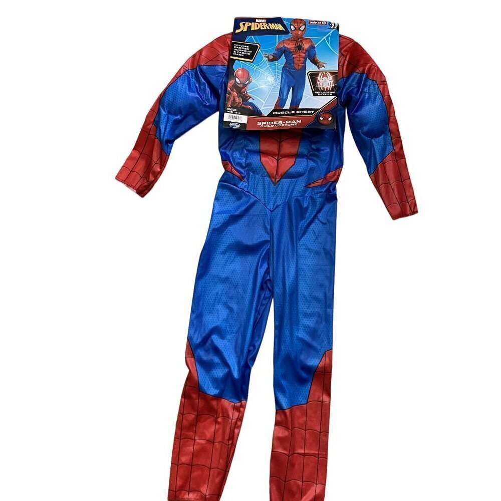 Jazwares Kids' Marvel Spider-Man Muscle Chest Halloween Costume Jumpsuit Mask L - Picture 2 of 8